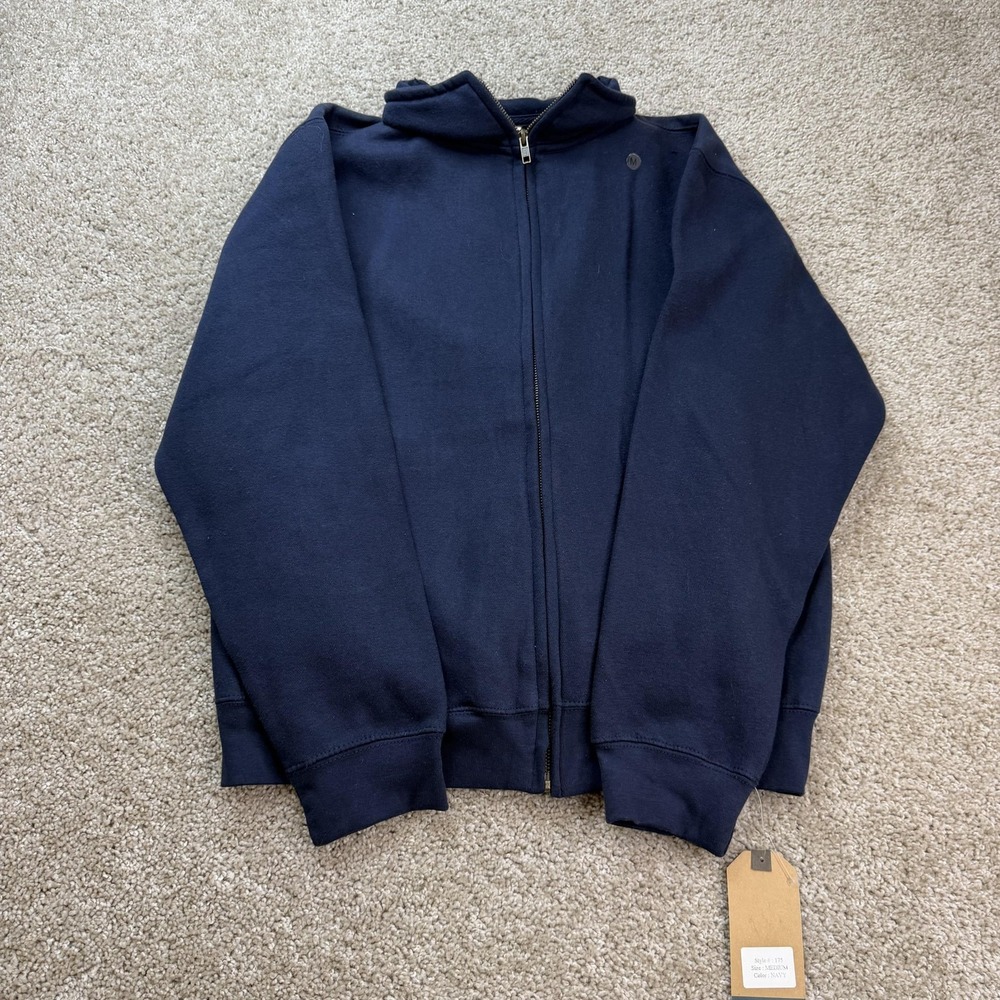 Pro-Weave Hoodie Mens Medium Navy Solid Fleece Full Zip Hooded Casual Sweatshirt